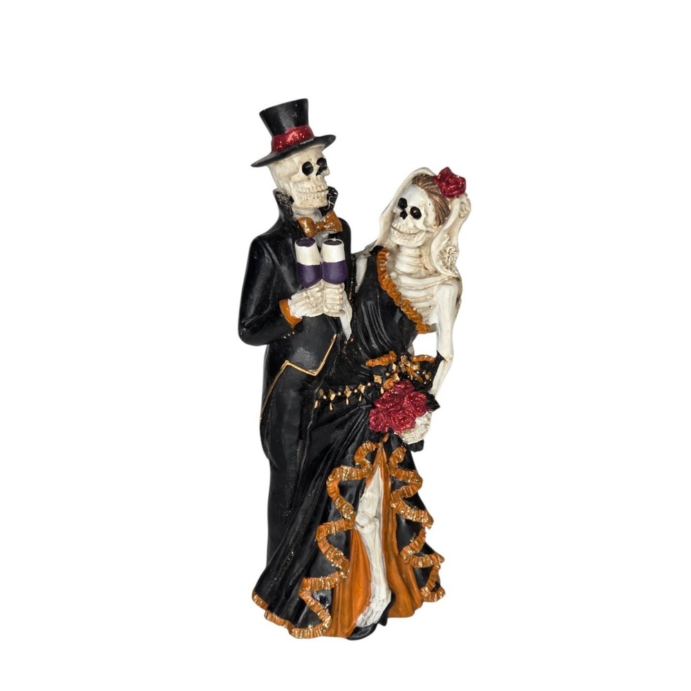 Halloween Skeleton Couple Gothic Decor Figurines Day Of The Dead Wedding Dress - Picture 8 of 8